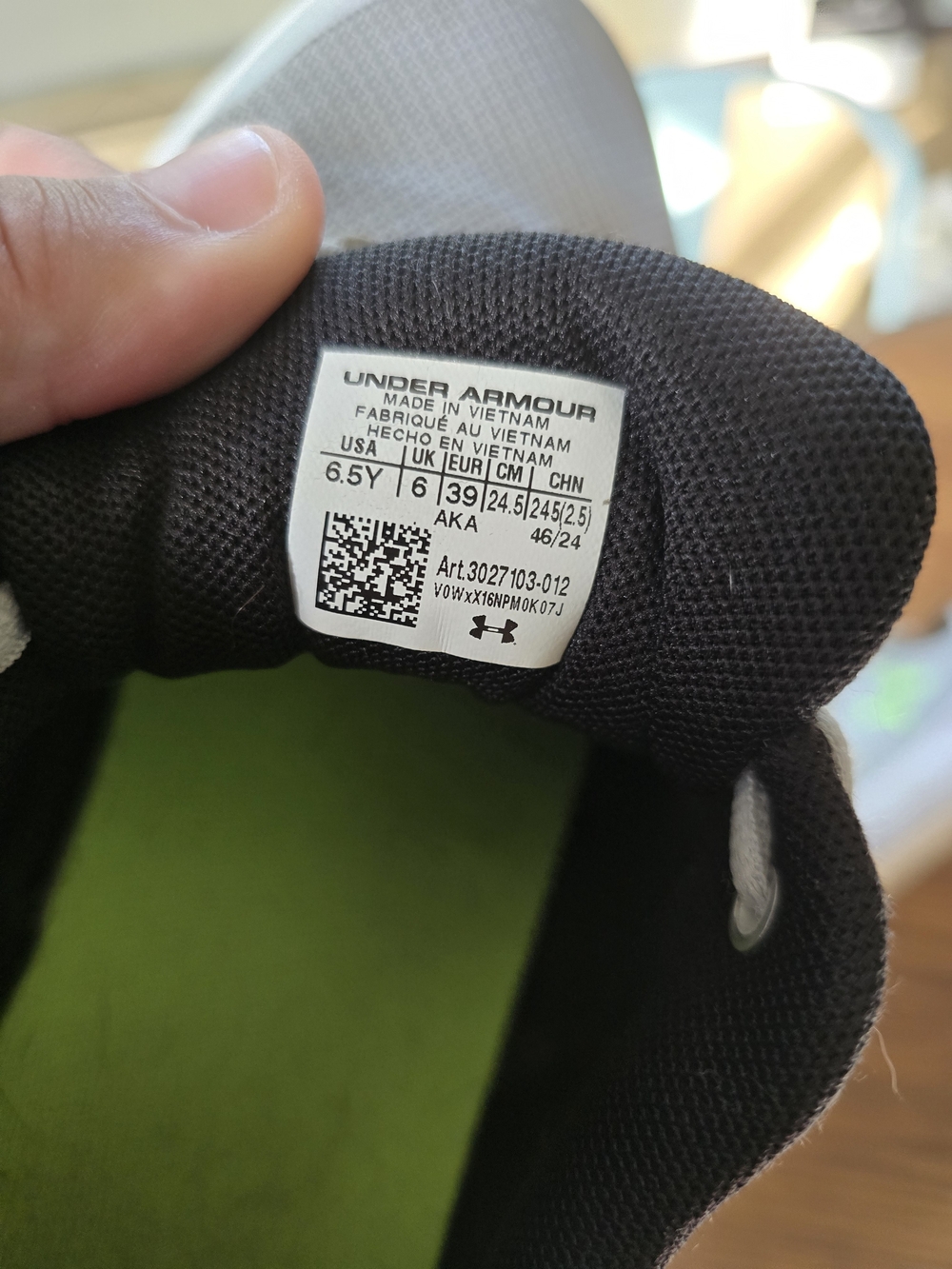 Under Armour Kids Sneaker in Black and Green